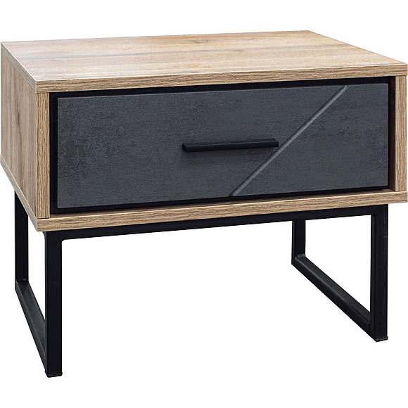 Тумба прикроватная «Лайн» П620.12, Цвет: Камень серый/Дуб вотан/Чёрный