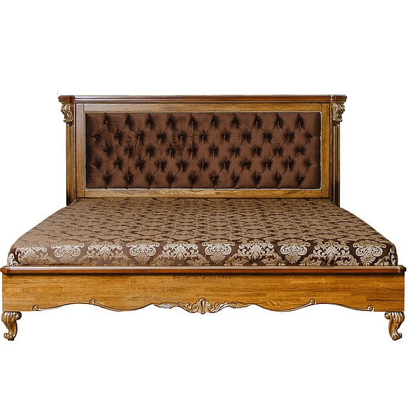 Кровать двойная «Альба» , Цвет: Палисандр с золочением, Спальное место: 2000x1600 мм, Размер: 2145x1800x1170 мм