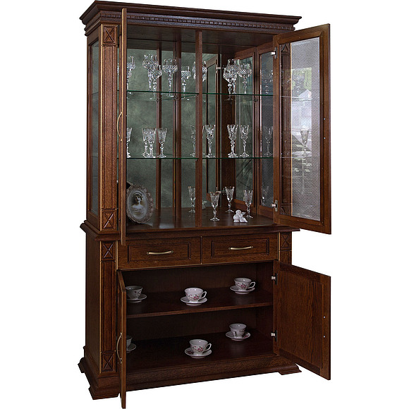 Шкаф комбинированный «Верди Люкс 2з» П487.19з, Цвет: Черешня с золочением