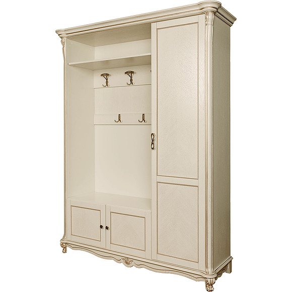 Шкаф комбинированный «Алези 1» П540.01 (П540.01-01), Цвет: Слоновая кость с золочением