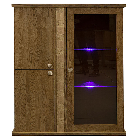 Шкаф комбинированный навесной «Тунис» П343.28Ш, Цвет: дуб рустикаль с золочением