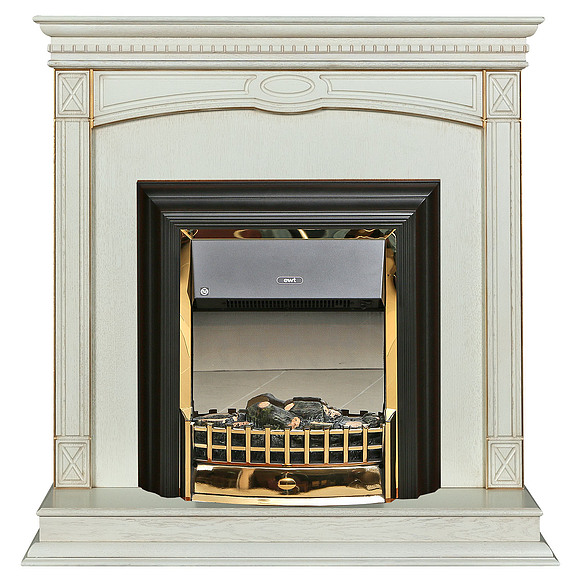 Портал для камина «Верди Люкс 1» П487.24, Цвет: Слоновая кость с золочением