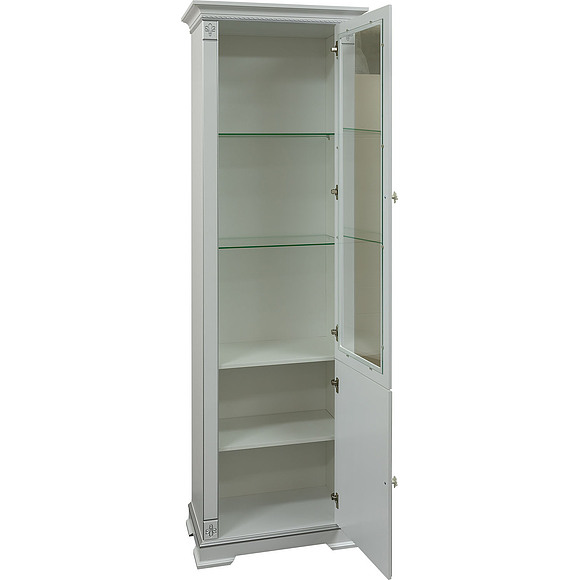 Шкаф с витриной «Мартина 1 3Д» П573.01 3Д, Цвет: Молоко с серебром