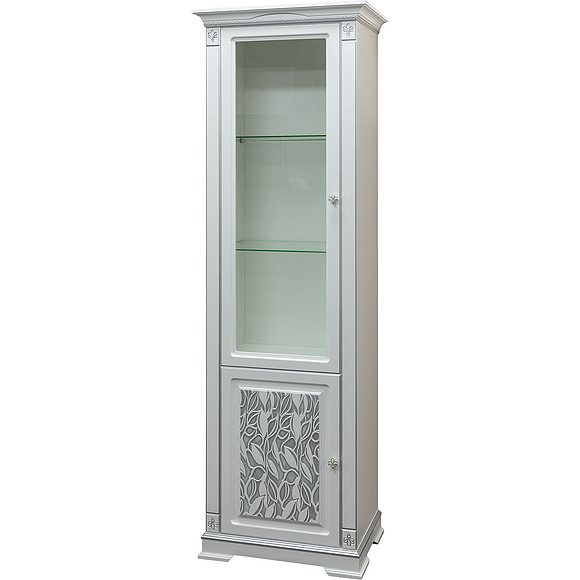 Шкаф с витриной «Мартина 1.1 3Д» П573.01-1 3Д, Цвет: Молоко с серебром (SHkaf-s-vitrinoy-Martina-1-1-3D-levyiy-P-573-01-1-3D_.jpg) Шкаф с витриной «Мартина 1.1 3Д» П573.01-1 3Д, Цвет: Молоко с серебром