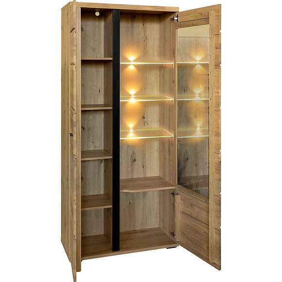 Шкаф с витриной «Сонос» П572.01, Цвет: Дуб натуральный (Shkaf_s_vetrinoi_Sonos_P572-01_dyb_natyralnii-chern.jpg) Шкаф с витриной «Сонос» П572.01, Цвет: Дуб натуральный