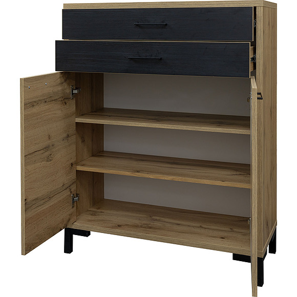 Тумба для обуви «Блэквуд» П570.05, Цвет: Дуб Вотан + чёрный (Tumba-dlya-obuvi-P570-05_.jpg) Тумба для обуви «Блэквуд» П570.05, Цвет: Дуб Вотан + чёрный