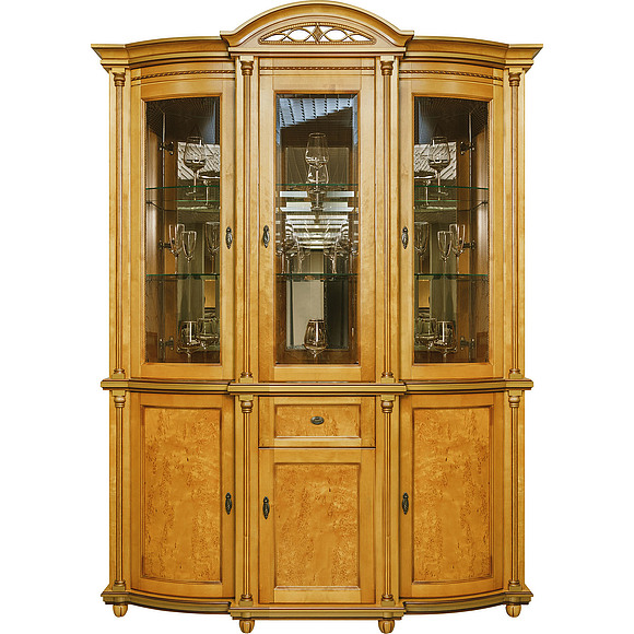 Шкаф с витриной «Валенсия 3з» П244.11, Цвет: Янтарь