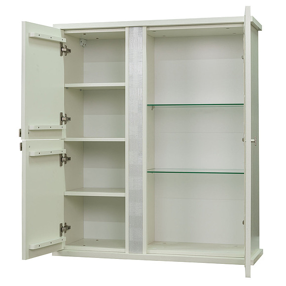 Шкаф комбинированный навесной «Тунис» П343.28Ш, Цвет: Слоновая кость с серебром