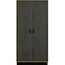 Two-door wardrobe «Line», Color: Stone gray / Wotan Oak / Black, Dimension: 950х585х2032 мм