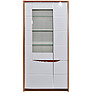 Wardrobe «Monako» P510.05, Material: backlit frame, Color: Satter oak + glossy white