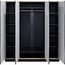 4-door wardrobe for clothes «Line», Color: Stone gray / Wotan Oak / Black, Dimension: 1852x585х2032 мм
