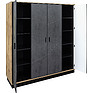 4-door wardrobe for clothes «Line», Color: Stone gray / Wotan Oak / Black, Dimension: 1852x585х2032 мм